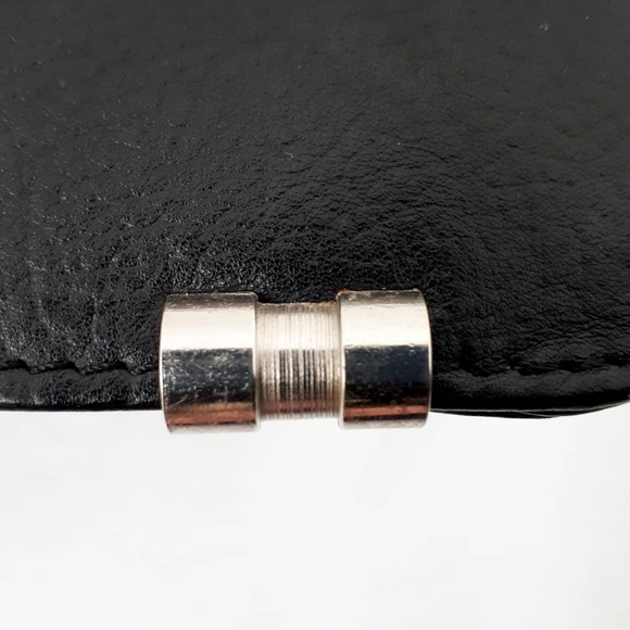 Vintage Black Leather Handbag with Silver Details - Picture 6 of 6